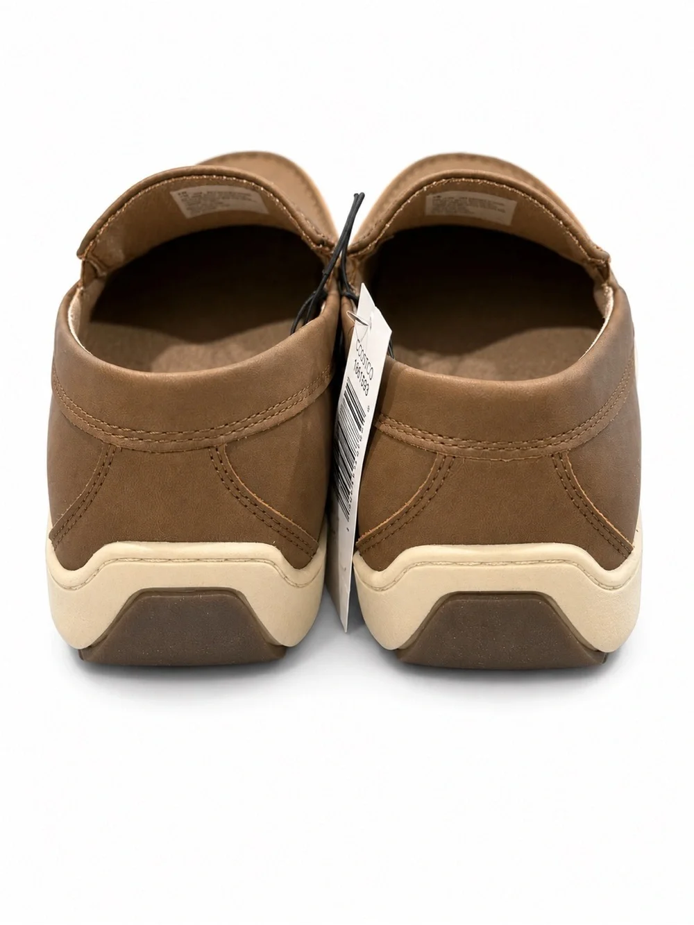 NWT Izod Men's Tan Slip-On Boat Shoes with Cream Sole